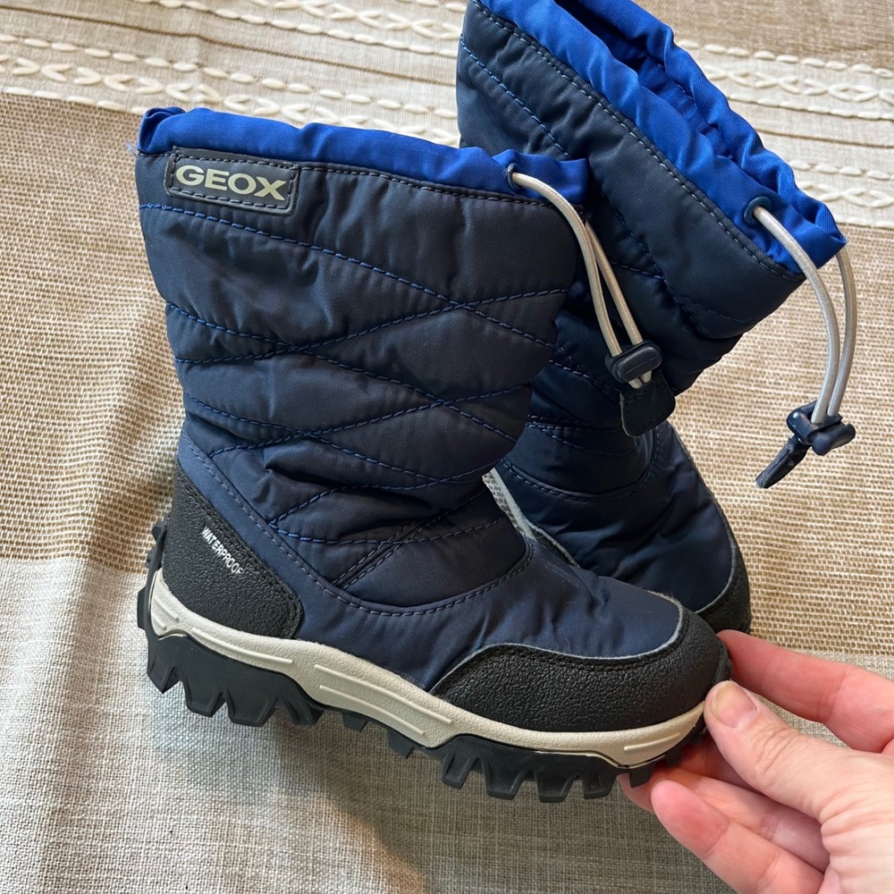 Geox Respira Kids Navy Blue Waterproof Quilted Snow Boots Size US 10 EUR 27